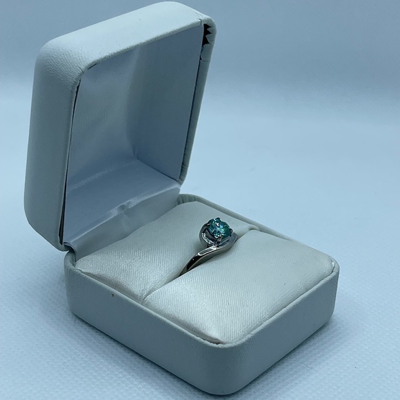 Blue Moissanite Sterling Silver Ring - Picture 3 of 4